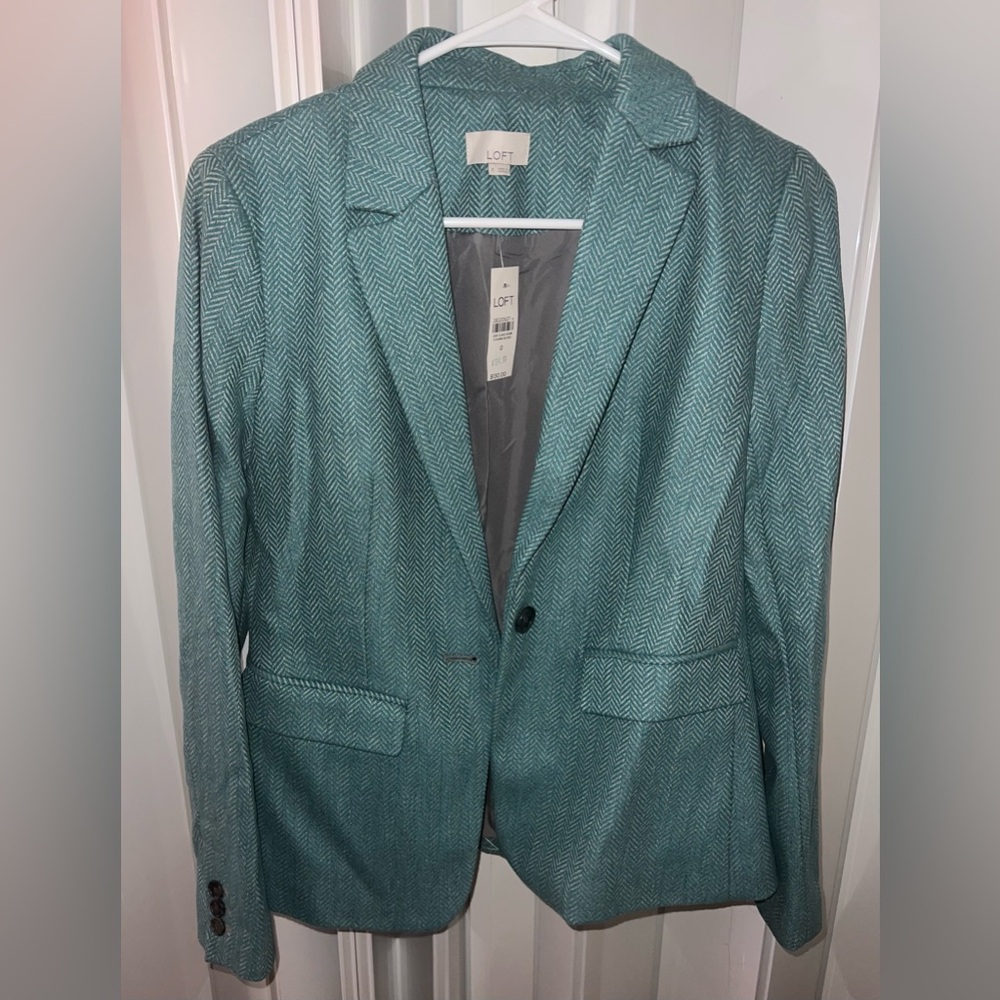Loft Teal Chevron blazer Size 0 NWT